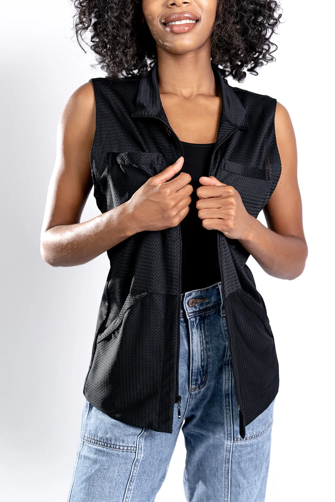 Women's Black Mesh Vest