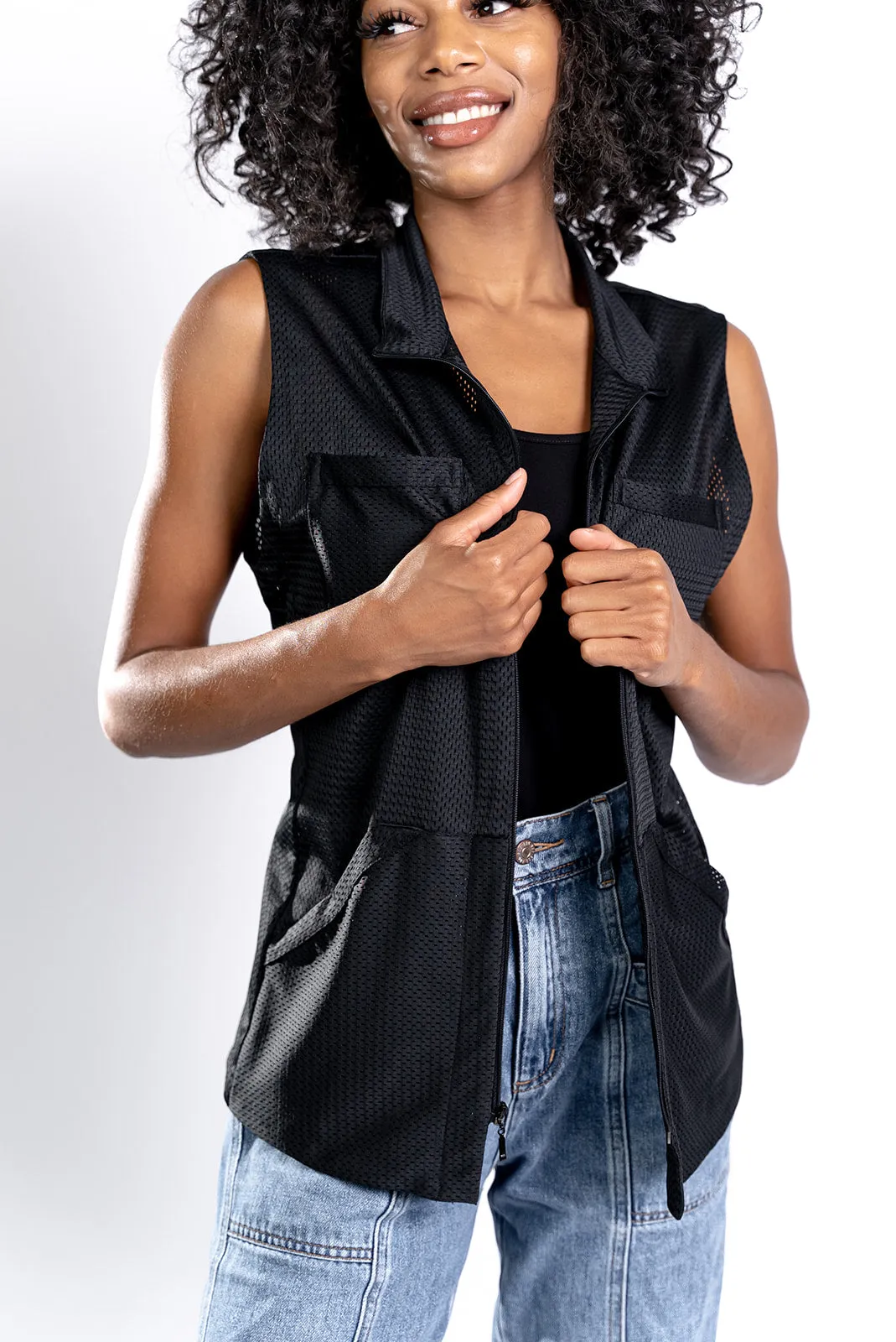 Women's Black Mesh Vest
