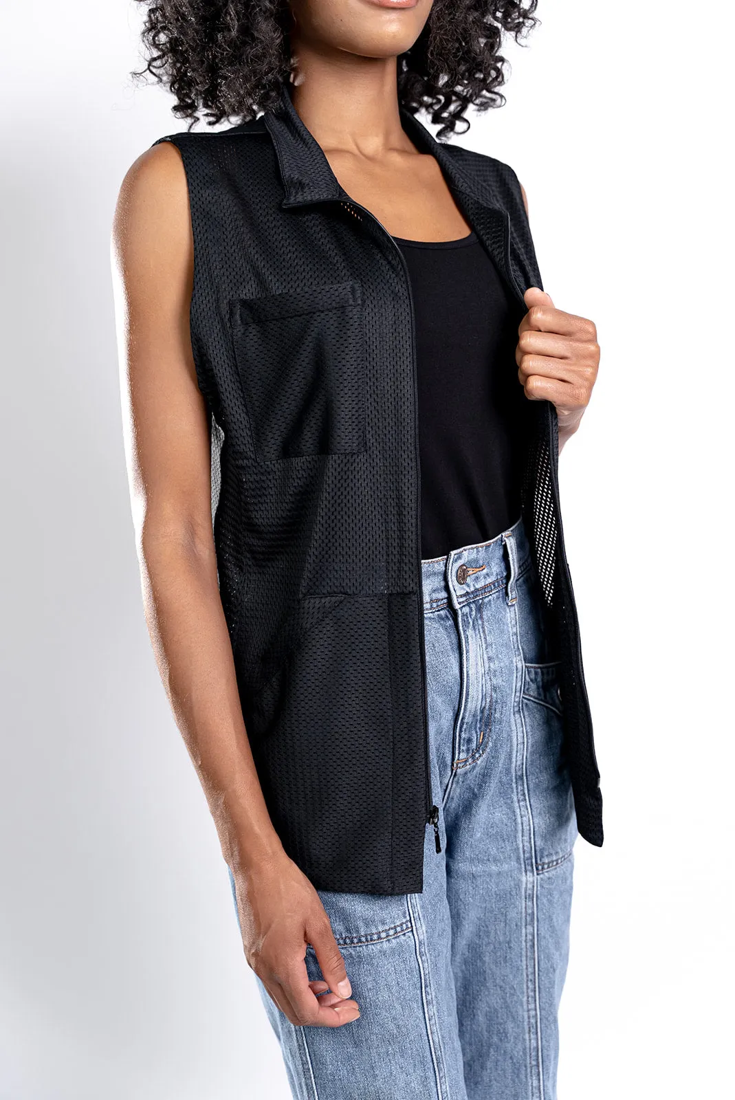 Women's Black Mesh Vest