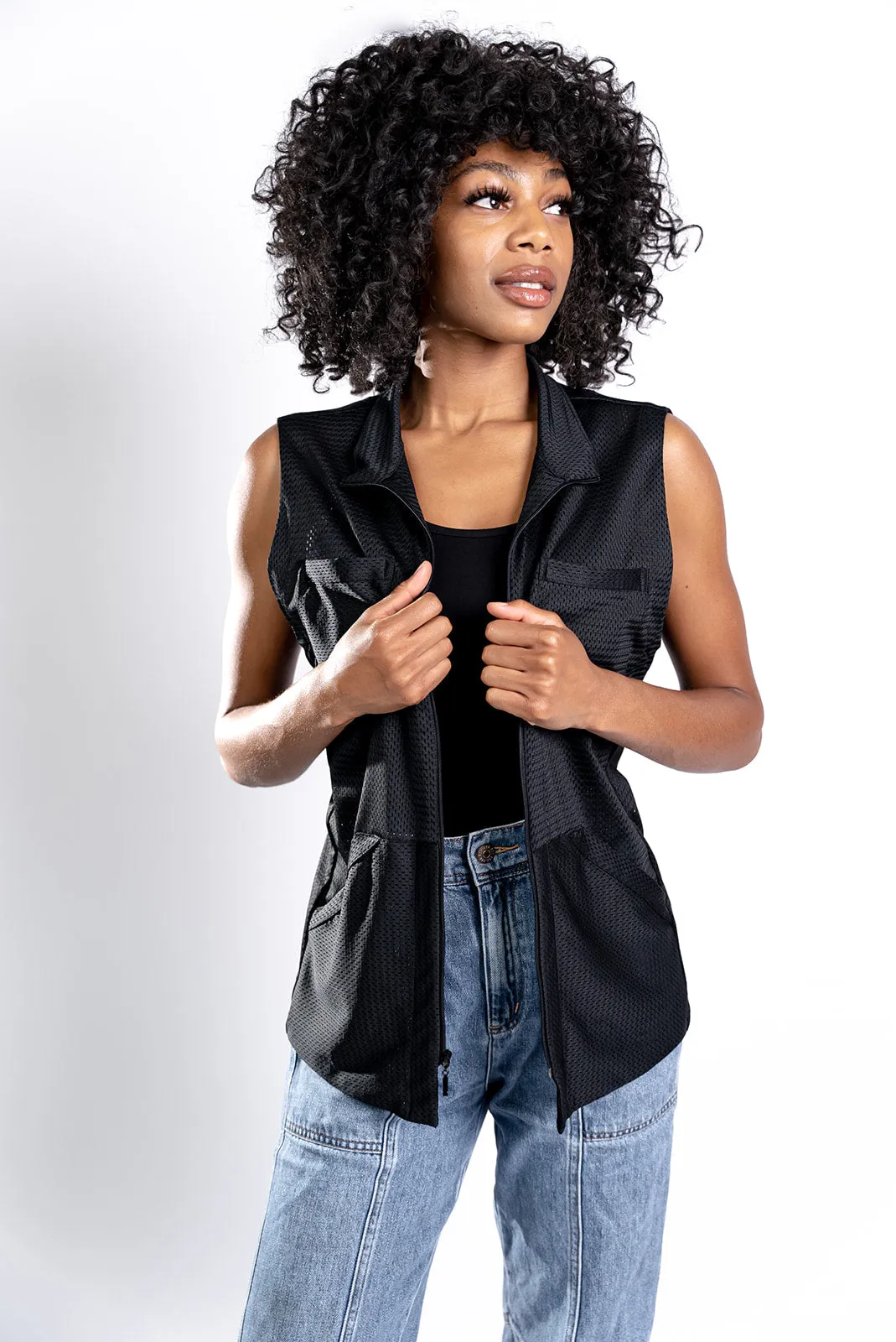Women's Black Mesh Vest