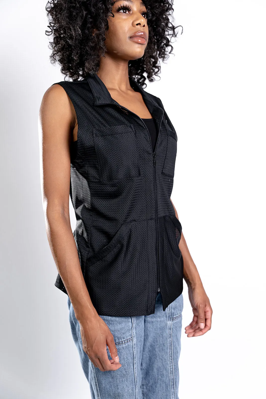Women's Black Mesh Vest