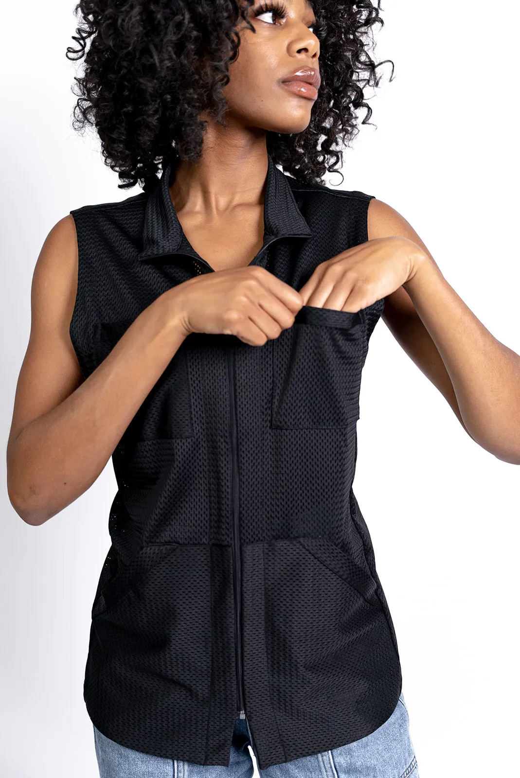 Women's Black Mesh Vest