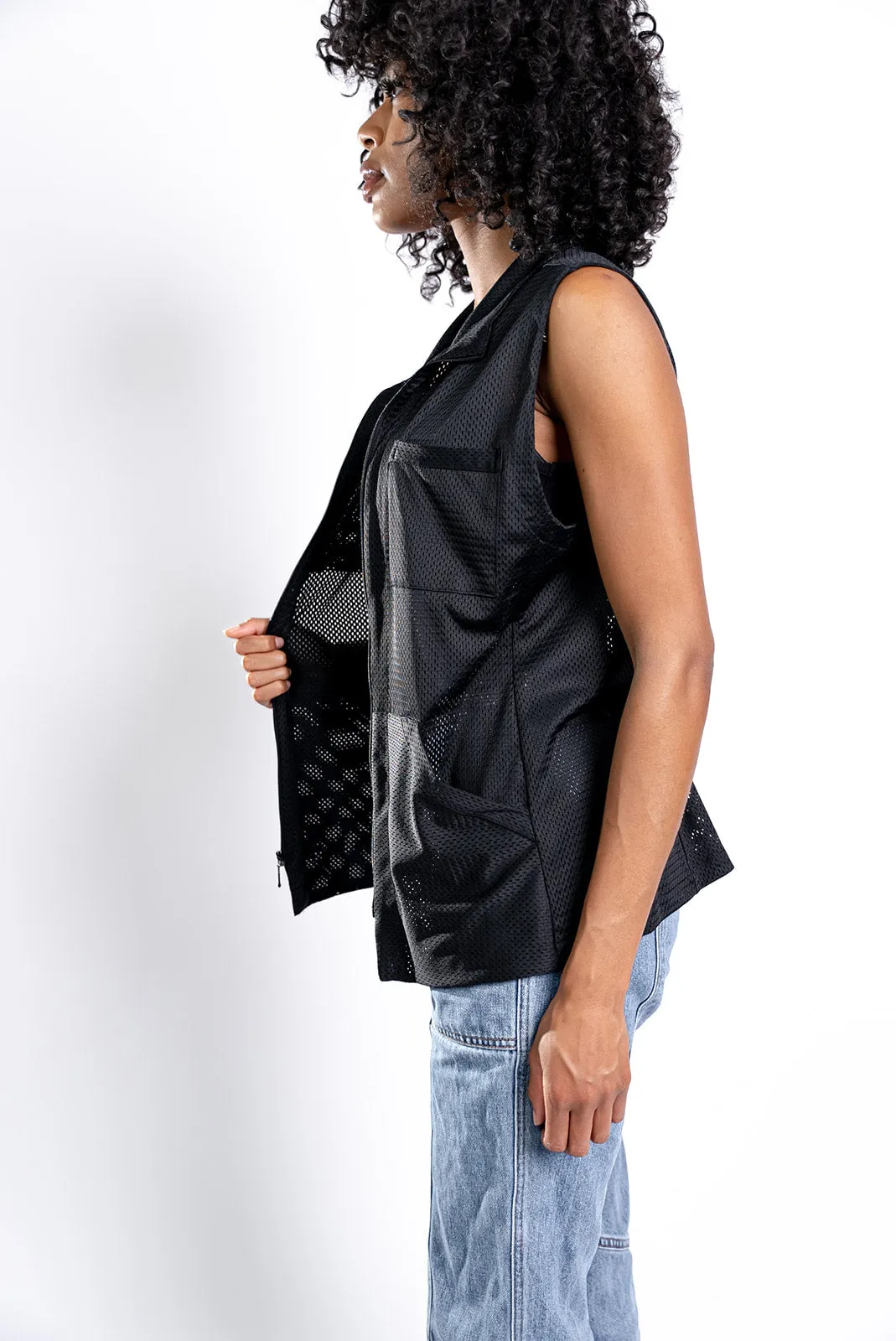 Women's Black Mesh Vest