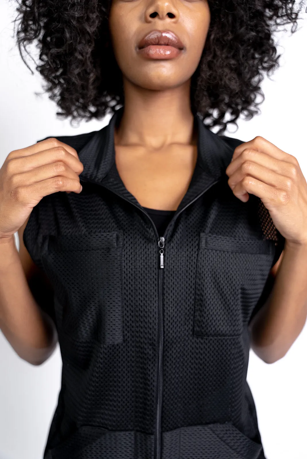 Women's Black Mesh Vest