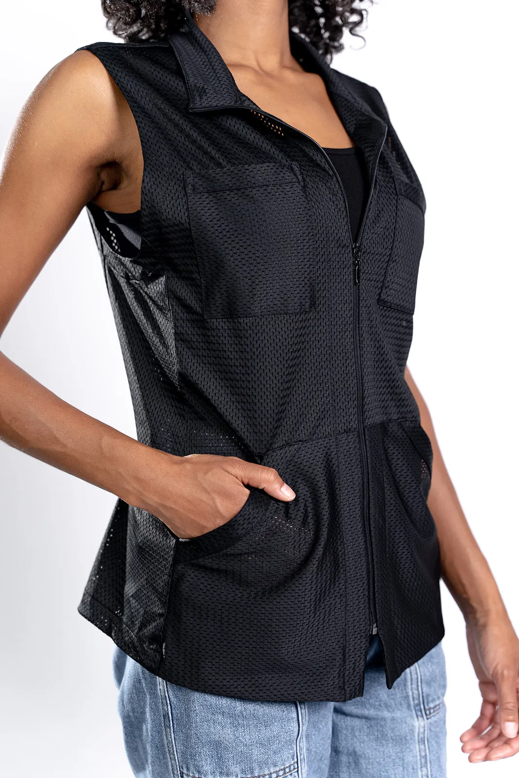 Women's Black Mesh Vest