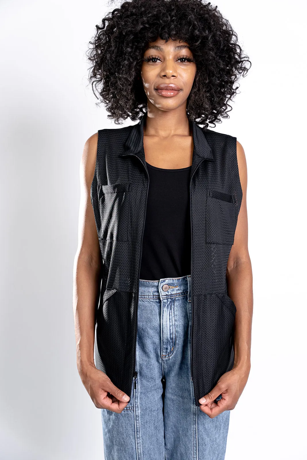 Women's Black Mesh Vest