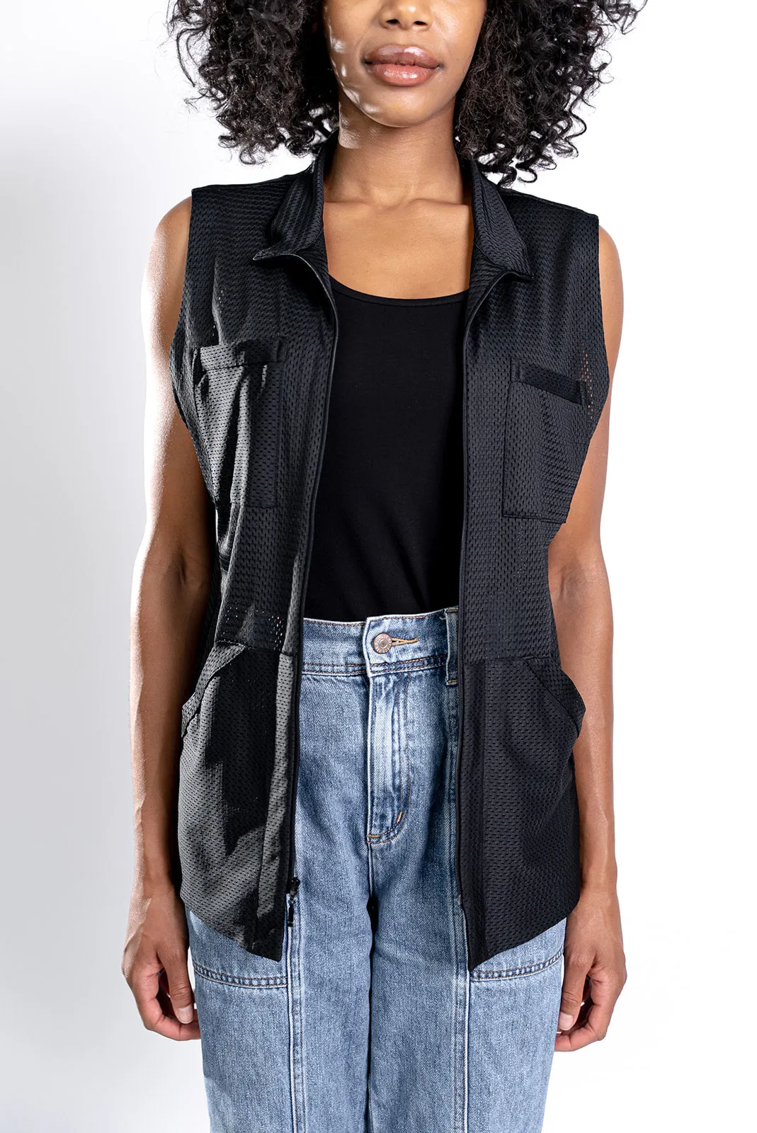 Women's Black Mesh Vest