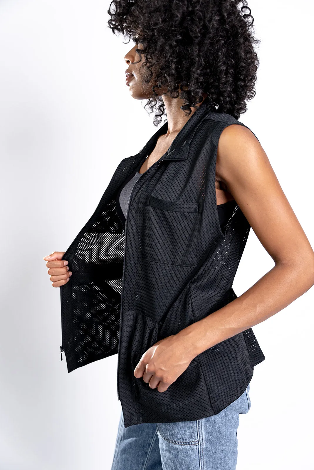 Women's Black Mesh Vest