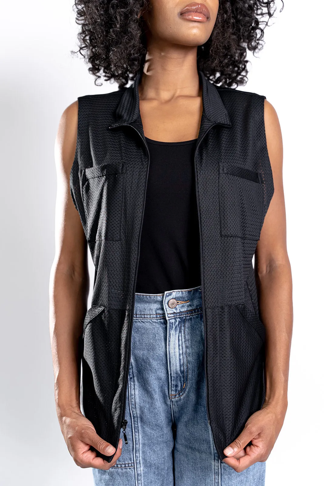 Women's Black Mesh Vest