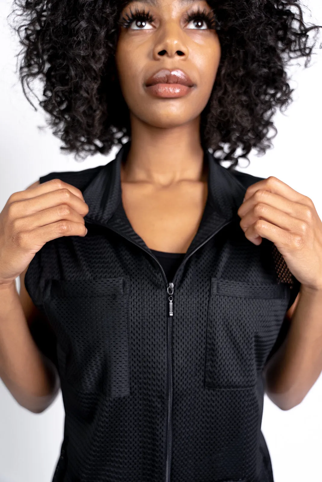 Women's Black Mesh Vest
