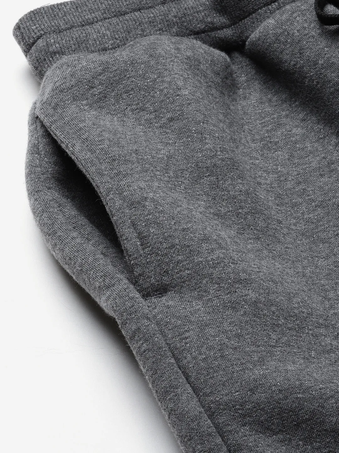 Women's Charcoal Grey Solid Fleece Regular Fit Joggers