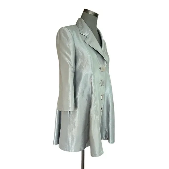 Womens Jacket Credibility Silver Cocktail Jacket Lined Button Front Linen Jacket