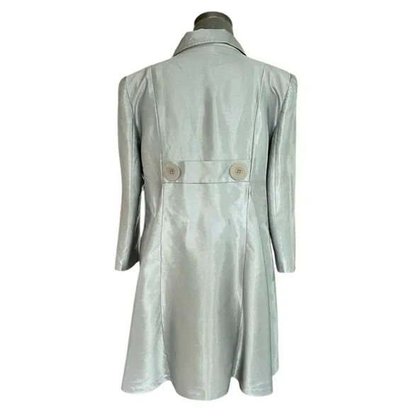 Womens Jacket Credibility Silver Cocktail Jacket Lined Button Front Linen Jacket