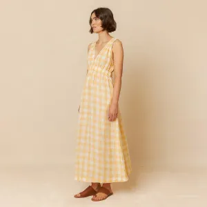 Women's Linen/Cotton Dress - Madarina Check