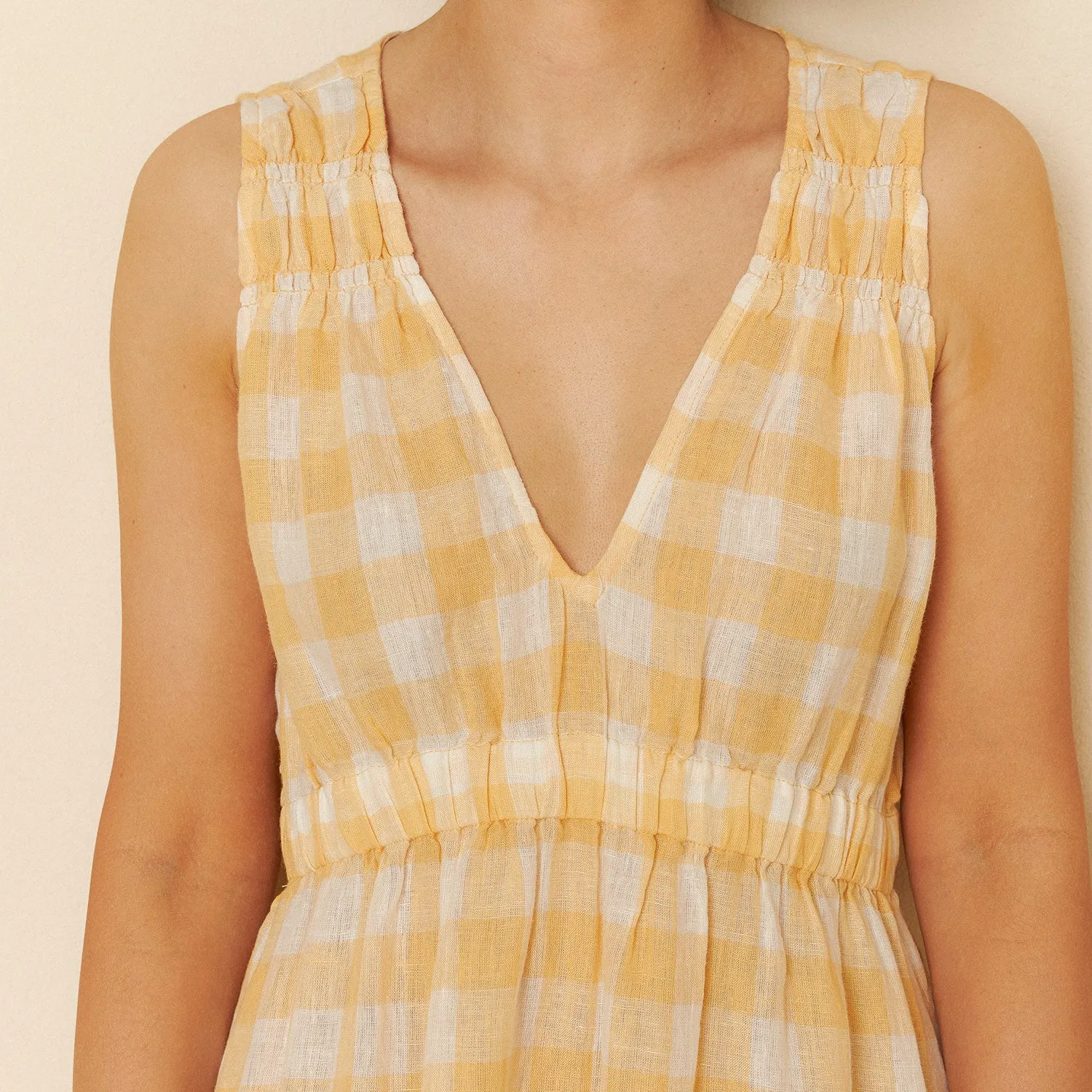 Women's Linen/Cotton Dress - Madarina Check