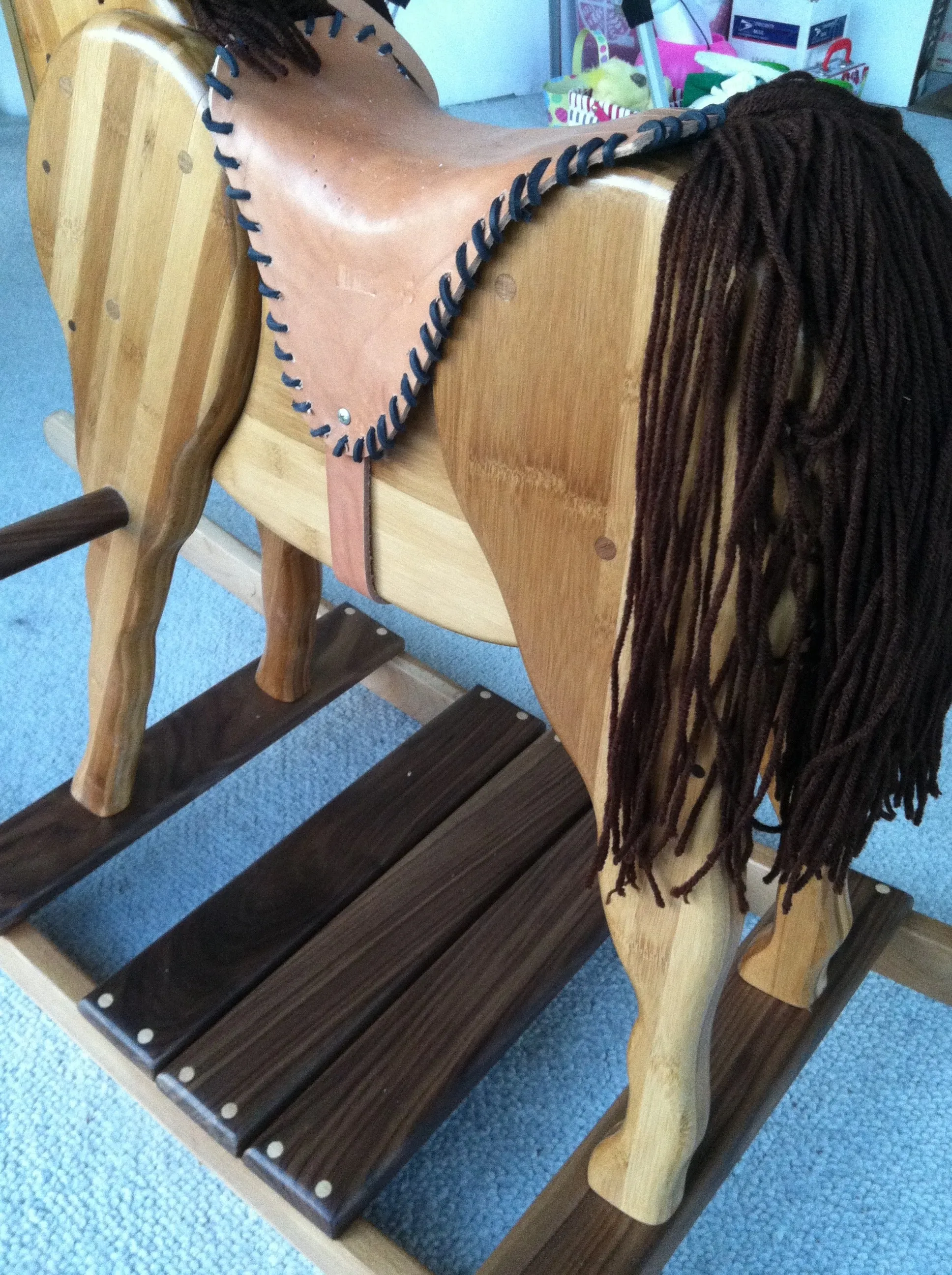 Wooden Rocking Horse in Beech, Bamboo and Black Walnut (Base price shown)