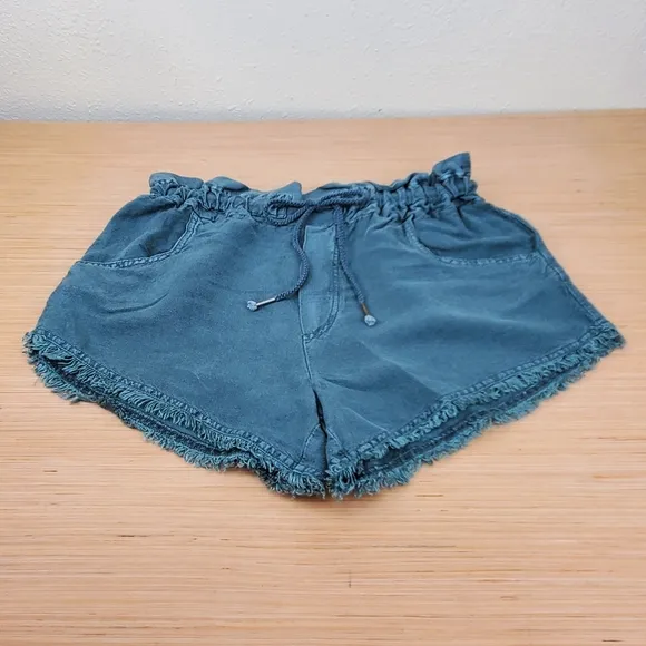YFB Young Fabulous &amp; Broke Green Drawstring Waist Frayed Hem Size Small