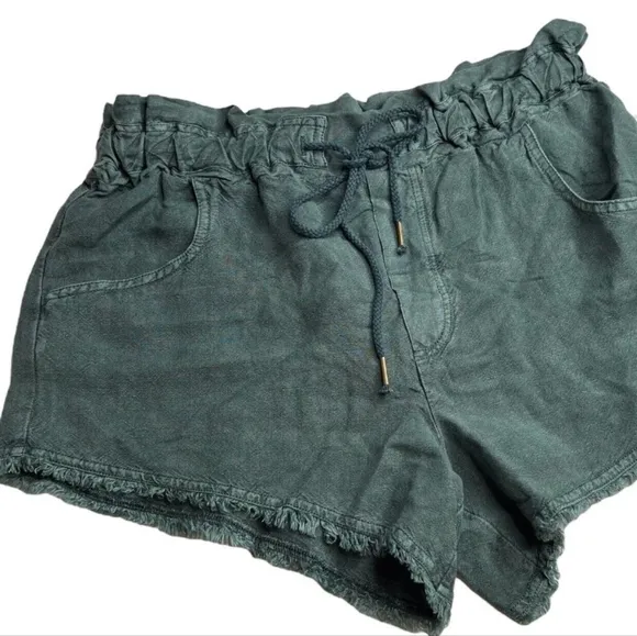 YFB Young Fabulous &amp; Broke Green Drawstring Waist Frayed Hem Size Small