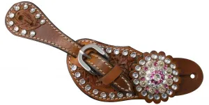 Youth Pink Crystal Rhinestone Spur Strap