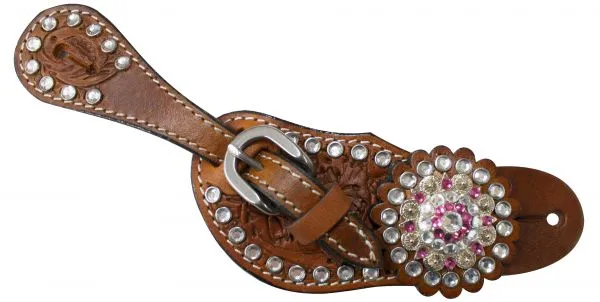Youth Pink Crystal Rhinestone Spur Strap