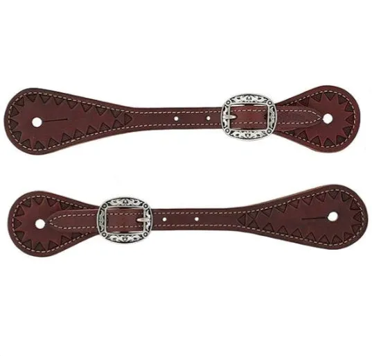 Youth Weaver Hand Toooled Triangle Border Spur Strap