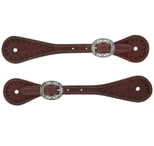 Youth Weaver Hand Toooled Triangle Border Spur Strap
