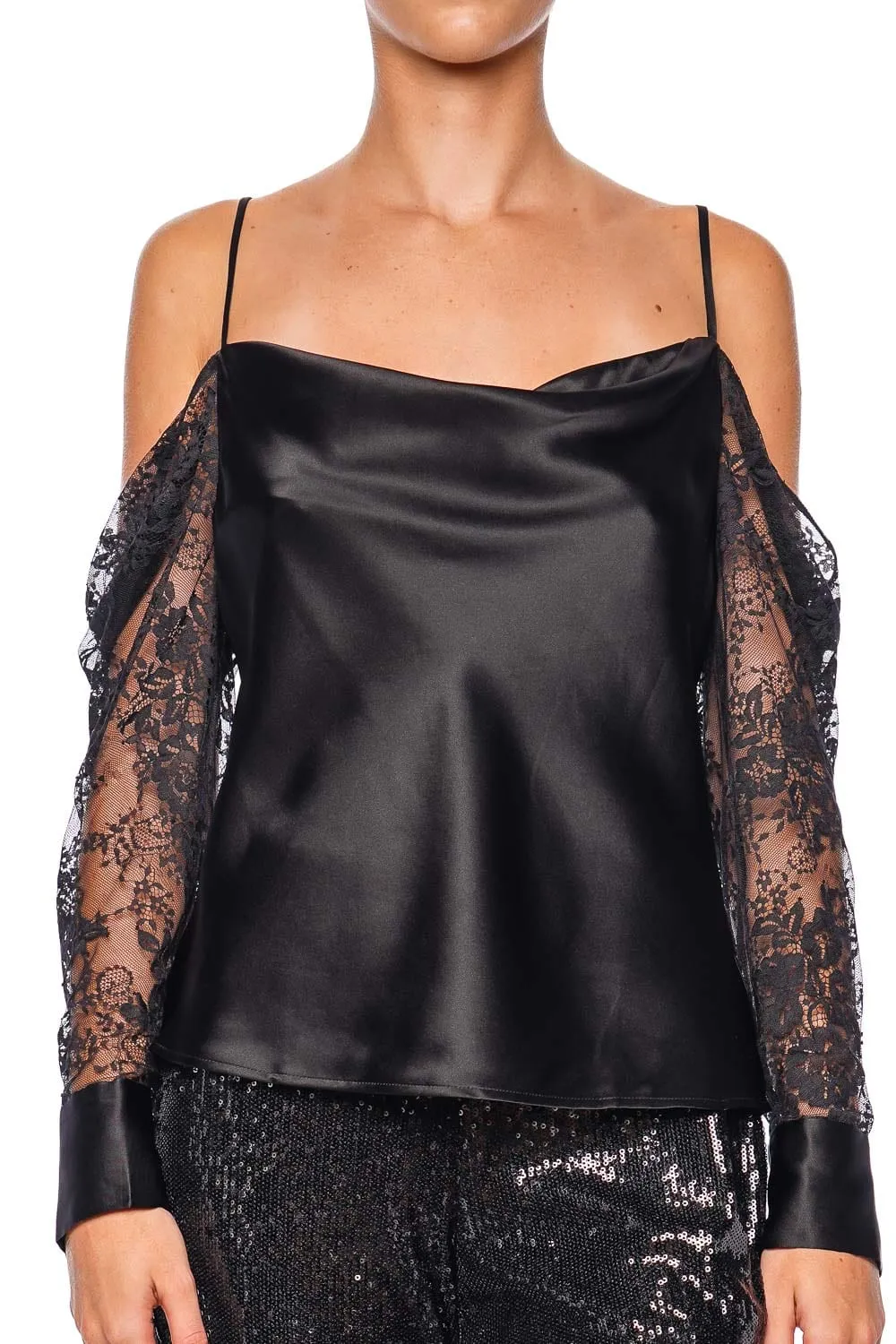 Zion Silk Lace Off Shoulder Top