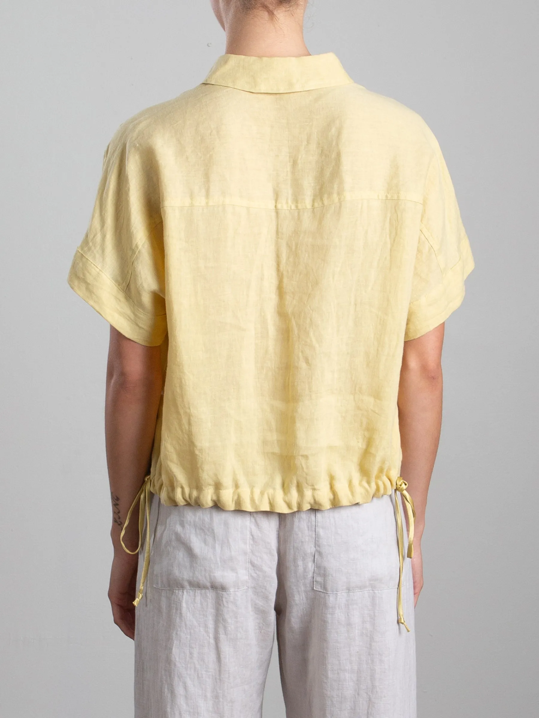 Zoey Shirt in French Linen - Butter